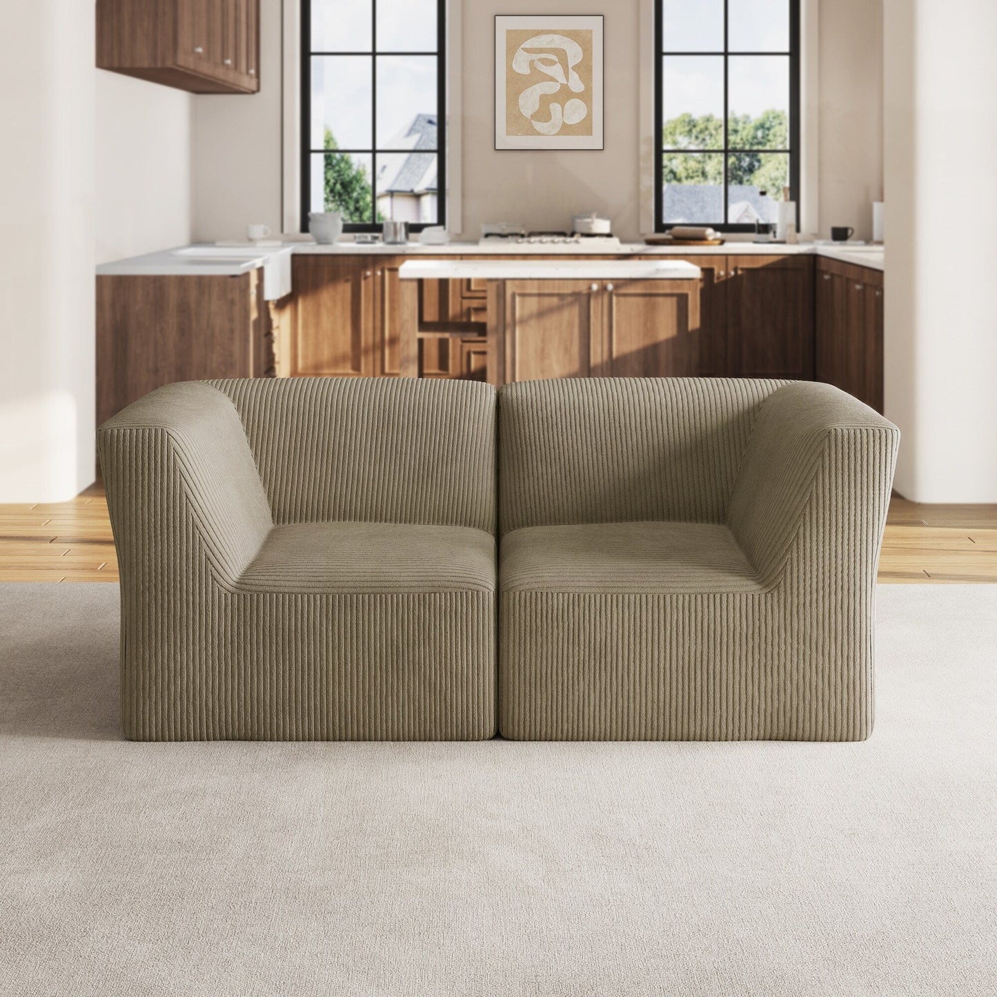 Canapé sectionnel modulaire en velours côtelé 71 W entièrement moulé en éponge