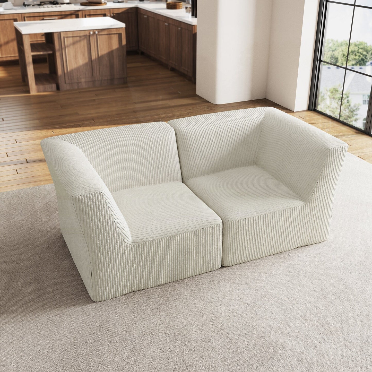 Canapé sectionnel modulaire en velours côtelé 71 W entièrement moulé en éponge
