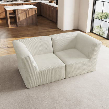 Canapé sectionnel modulaire en velours côtelé 71 W entièrement moulé en éponge