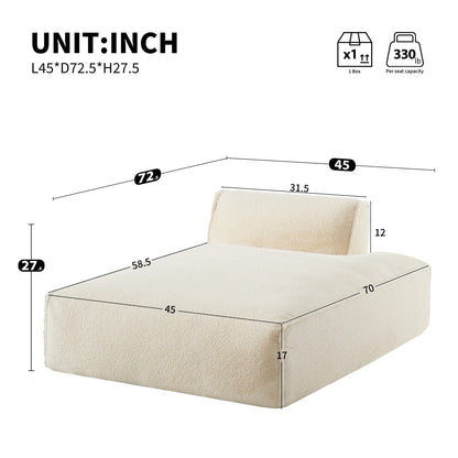 Canapé-lit modulaire surdimensionné de 72 pouces, spacieux et rempli de mousse compressée