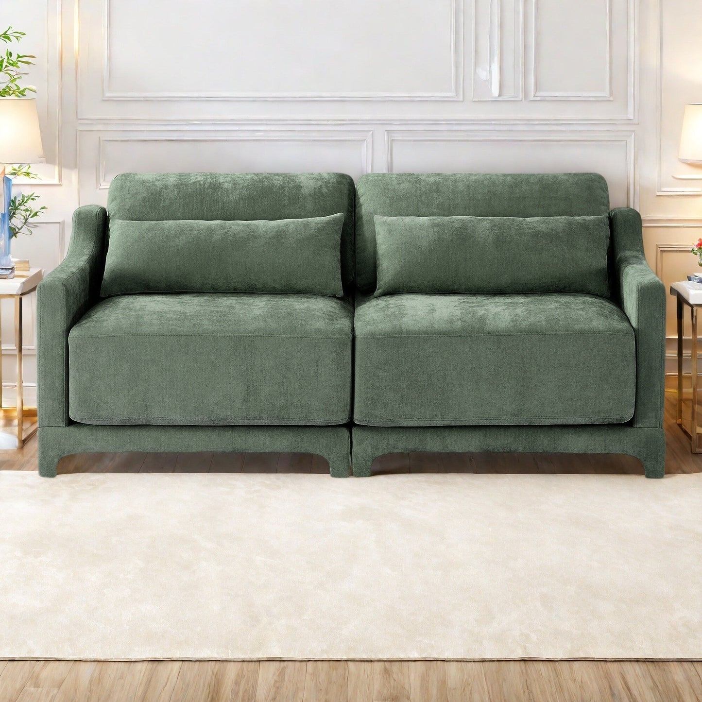 Canapé 3 places en chenille 73,2 avec 2 coussins lombaires pour le salon