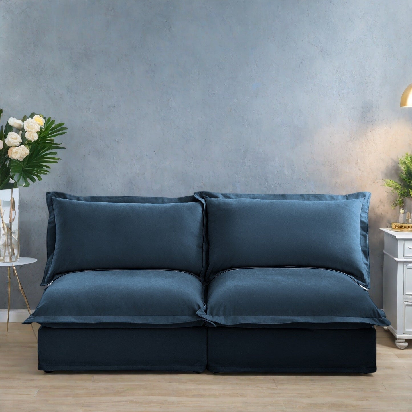 Canapé modulable 3 places en chenille 73,2 avec housses amovibles et lavables et plusieurs coussins