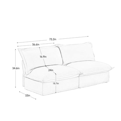 Canapé modulable 3 places en chenille 73,2 avec housses amovibles et lavables et plusieurs coussins