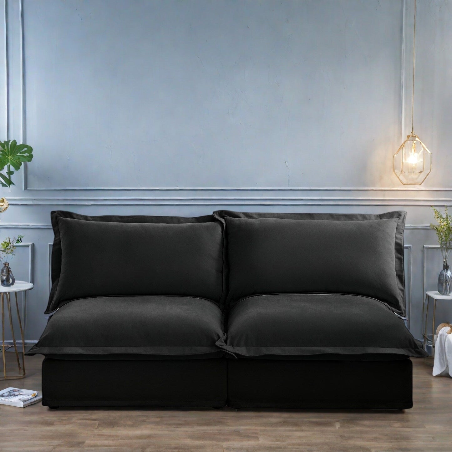 Canapé modulable 3 places en chenille 73,2 avec housses amovibles et lavables et plusieurs coussins