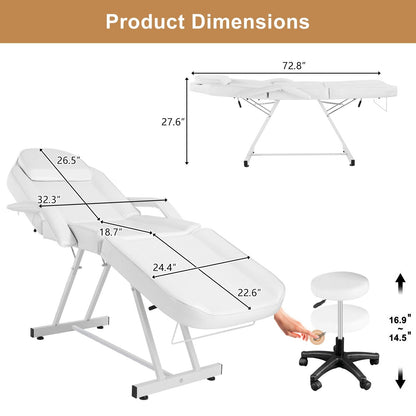 Chaise de massage réglable pour salon de beauté, spa, tatouage, avec tabouret