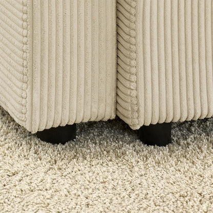 Canapé 2 places moderne en velours côtelé, assise profonde, avec porte-gobelets et support pour téléphone