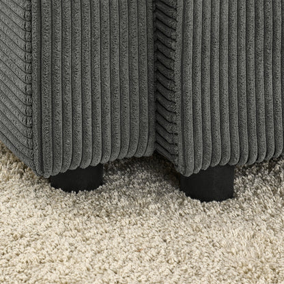 Canapé 2 places moderne en velours côtelé, assise profonde, avec porte-gobelets et support pour téléphone