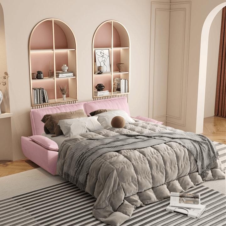 Canapé-lit convertible Queen 73 pouces - Canapé-lit gigogne 3 en 1, revêtement en velours, causeuse peu encombrante pour les petits espaces