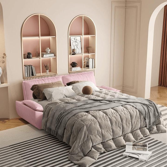 Canapé-lit convertible Queen 73 pouces - Canapé-lit gigogne 3 en 1, revêtement en velours, causeuse peu encombrante pour les petits espaces