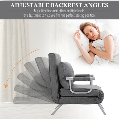 Canapé-lit convertible 73 places pliable 5 positions avec oreiller et cadre en acier pour le bureau à domicile