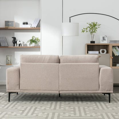 Canapé causeuse en tissu de 74,8 po avec coussins amovibles, pieds en métal et accoudoirs carrés contemporains