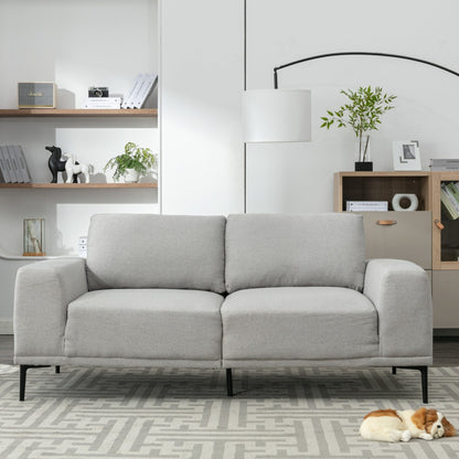 Canapé causeuse en tissu de 74,8 po avec coussins amovibles, pieds en métal et accoudoirs carrés contemporains