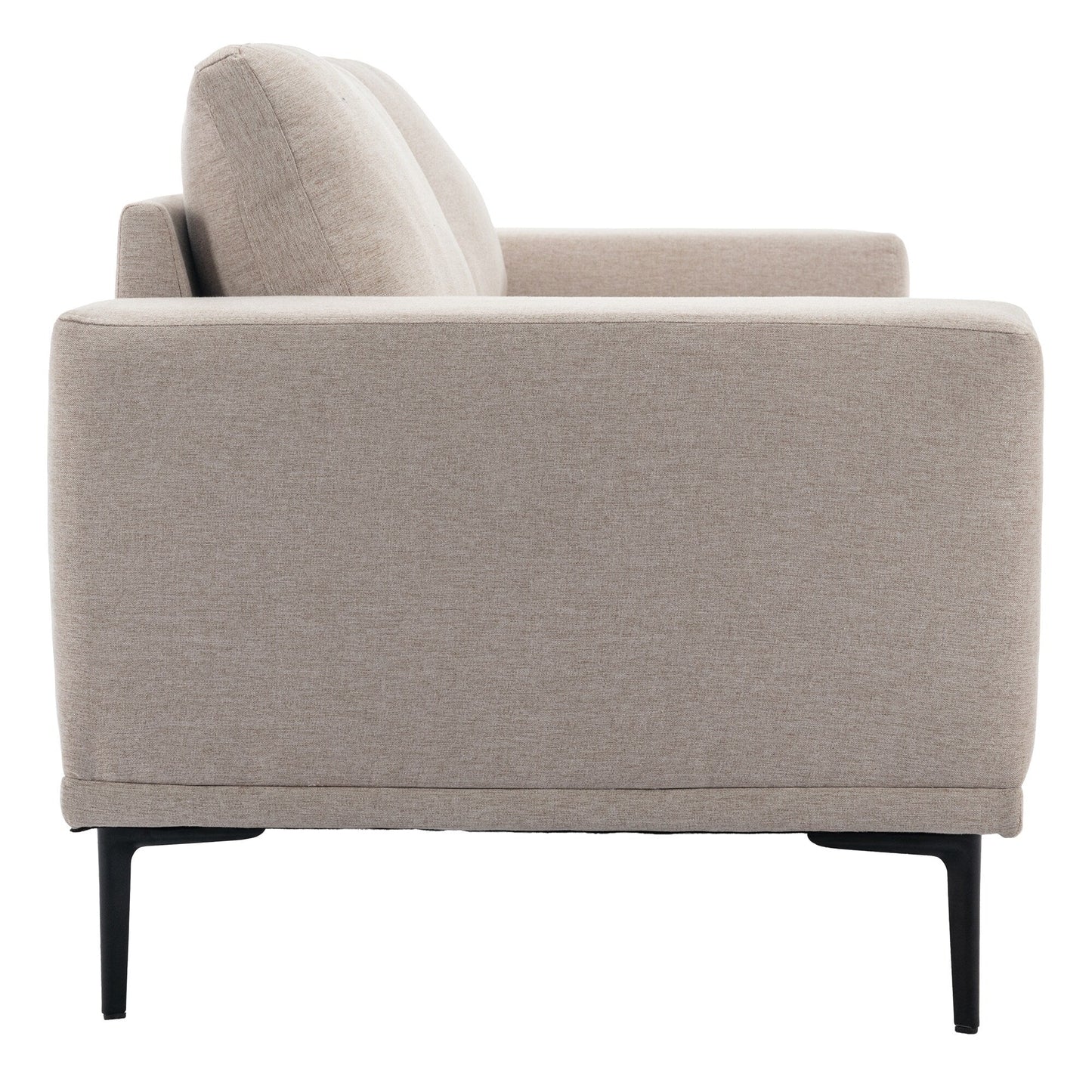Canapé causeuse en tissu de 74,8 po avec coussins amovibles, pieds en métal et accoudoirs carrés contemporains