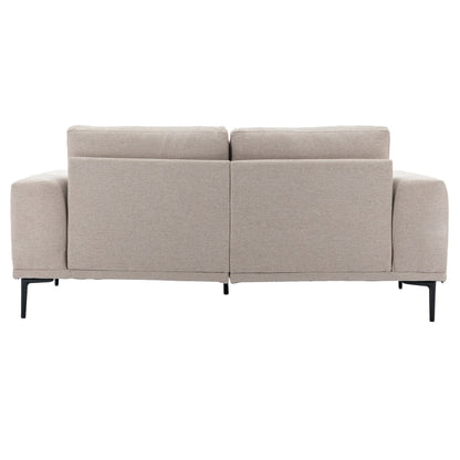 Canapé causeuse en tissu de 74,8 po avec coussins amovibles, pieds en métal et accoudoirs carrés contemporains