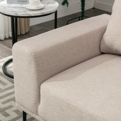 Canapé causeuse en tissu de 74,8 po avec coussins amovibles, pieds en métal et accoudoirs carrés contemporains