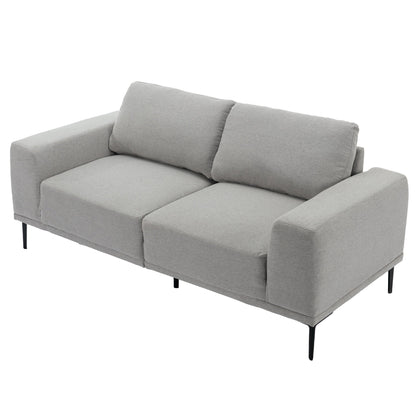 Canapé causeuse en tissu de 74,8 po avec coussins amovibles, pieds en métal et accoudoirs carrés contemporains