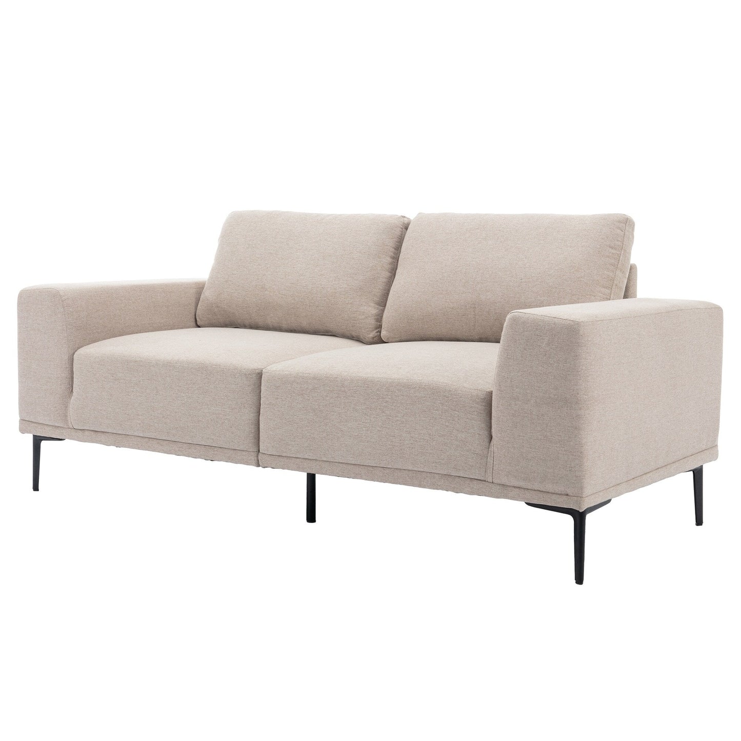 Canapé causeuse en tissu de 74,8 po avec coussins amovibles, pieds en métal et accoudoirs carrés contemporains