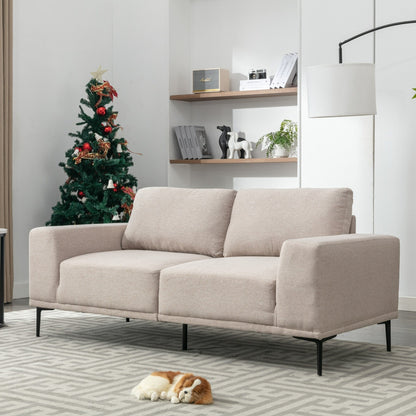 Canapé causeuse en tissu de 74,8 po avec coussins amovibles, pieds en métal et accoudoirs carrés contemporains