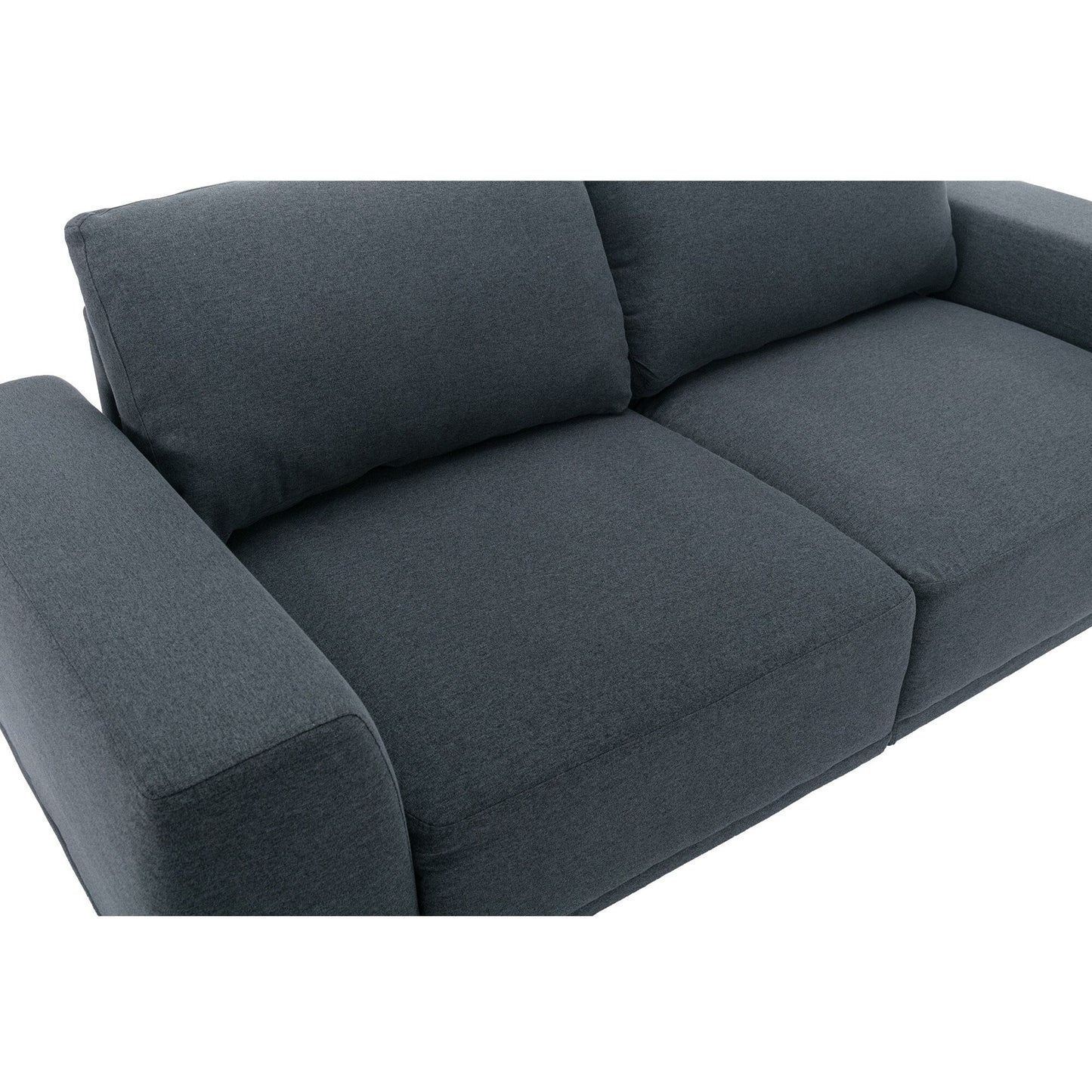 Canapé causeuse en tissu de 74,8 po avec coussins amovibles, pieds en métal et accoudoirs carrés contemporains