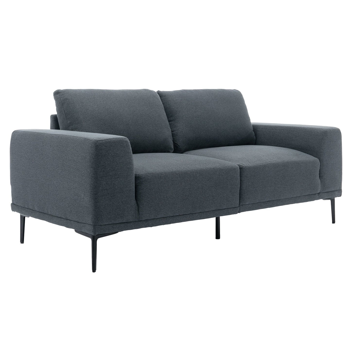 Canapé causeuse en tissu de 74,8 po avec coussins amovibles, pieds en métal et accoudoirs carrés contemporains
