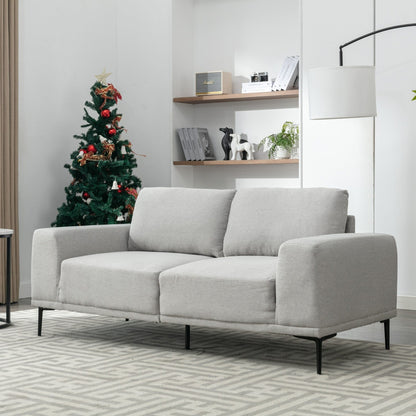 Canapé causeuse en tissu de 74,8 po avec coussins amovibles, pieds en métal et accoudoirs carrés contemporains
