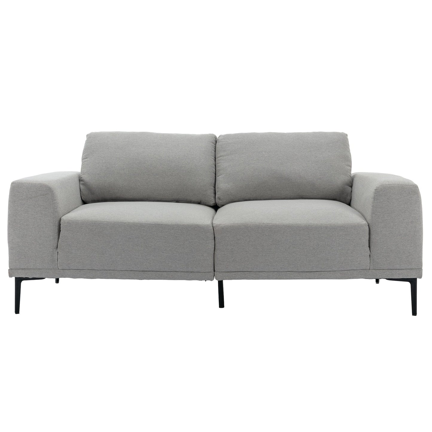 Canapé causeuse en tissu de 74,8 po avec coussins amovibles, pieds en métal et accoudoirs carrés contemporains