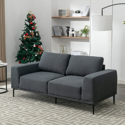Canapé causeuse en tissu de 74,8 po avec coussins amovibles, pieds en métal et accoudoirs carrés contemporains