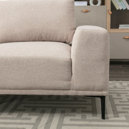 Canapé causeuse en tissu de 74,8 po avec coussins amovibles, pieds en métal et accoudoirs carrés contemporains