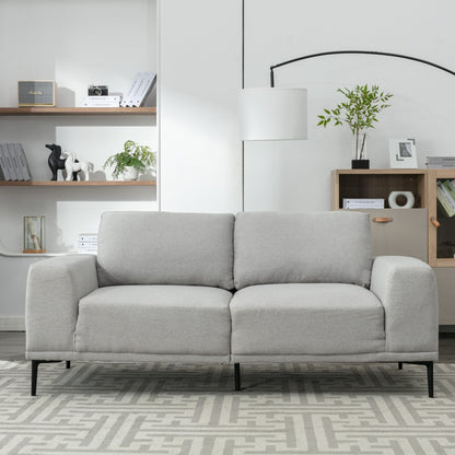 Canapé causeuse en tissu de 74,8 po avec coussins amovibles, pieds en métal et accoudoirs carrés contemporains