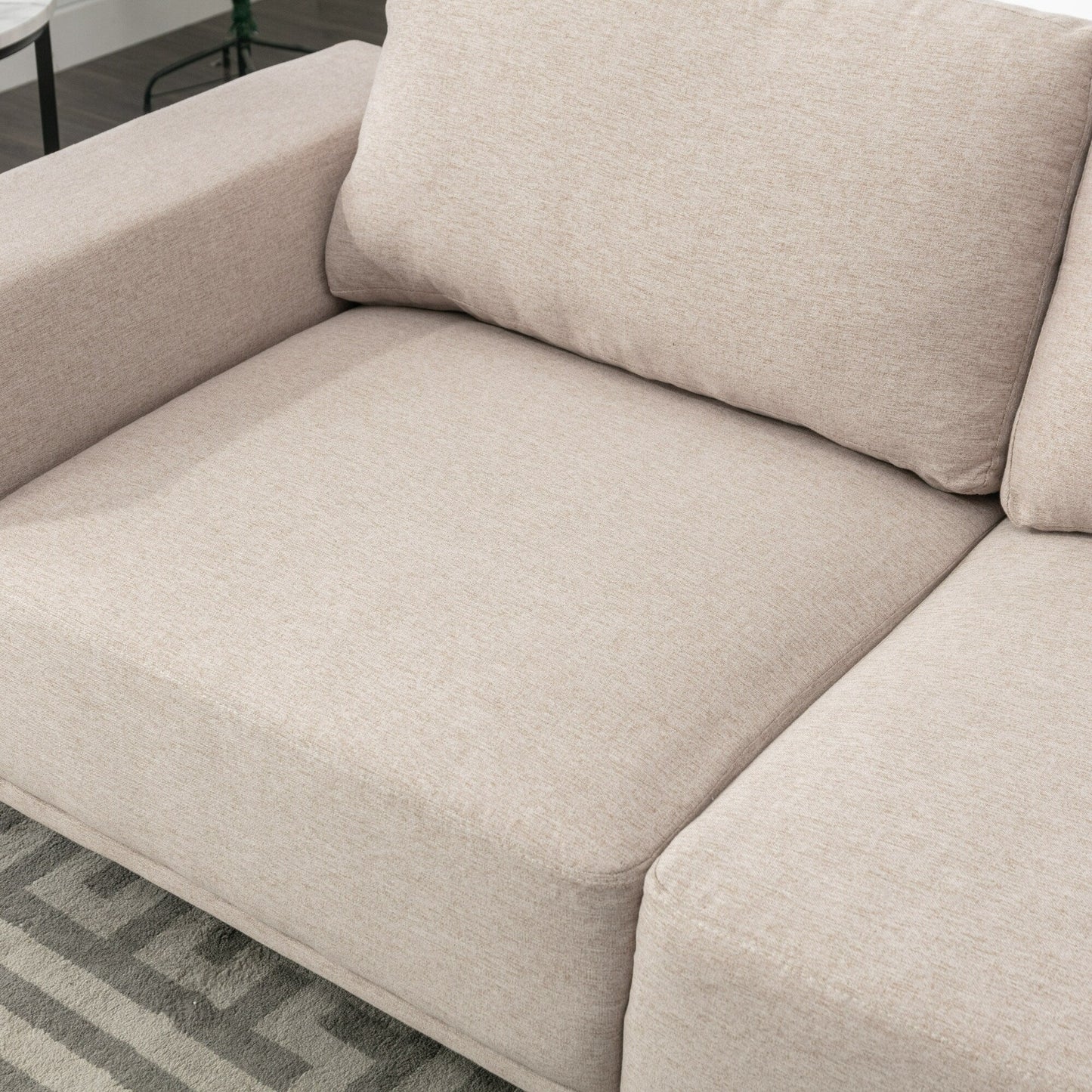 Canapé causeuse en tissu de 74,8 po avec coussins amovibles, pieds en métal et accoudoirs carrés contemporains