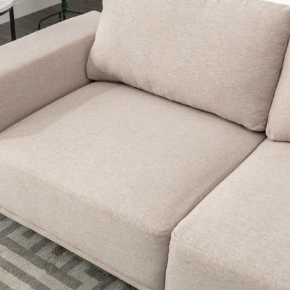 Canapé causeuse en tissu de 74,8 po avec coussins amovibles, pieds en métal et accoudoirs carrés contemporains