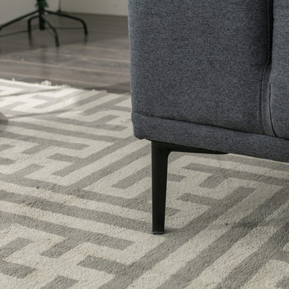 Canapé causeuse en tissu de 74,8 po avec coussins amovibles, pieds en métal et accoudoirs carrés contemporains