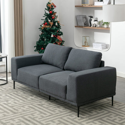 Canapé causeuse en tissu de 74,8 po avec coussins amovibles, pieds en métal et accoudoirs carrés contemporains