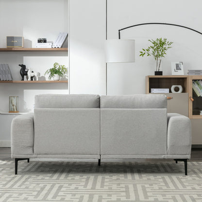 Canapé causeuse en tissu de 74,8 po avec coussins amovibles, pieds en métal et accoudoirs carrés contemporains