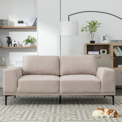 Canapé causeuse en tissu de 74,8 po avec coussins amovibles, pieds en métal et accoudoirs carrés contemporains