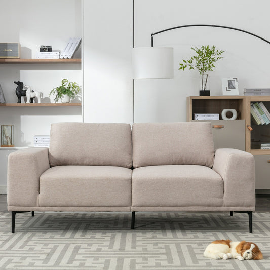 Canapé causeuse en tissu de 74,8 po avec coussins amovibles, pieds en métal et accoudoirs carrés contemporains