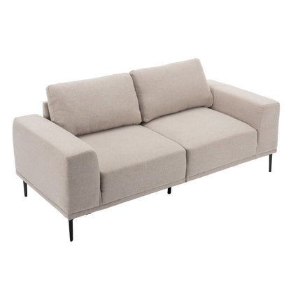 Canapé causeuse en tissu de 74,8 po avec coussins amovibles, pieds en métal et accoudoirs carrés contemporains
