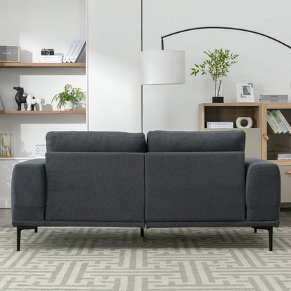 Canapé causeuse en tissu de 74,8 po avec coussins amovibles, pieds en métal et accoudoirs carrés contemporains