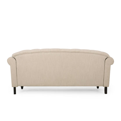 Canapé 3 places en tissu de 74 pouces avec détails rivetés, revêtement en tissu durable et sièges spacieux pour le salon