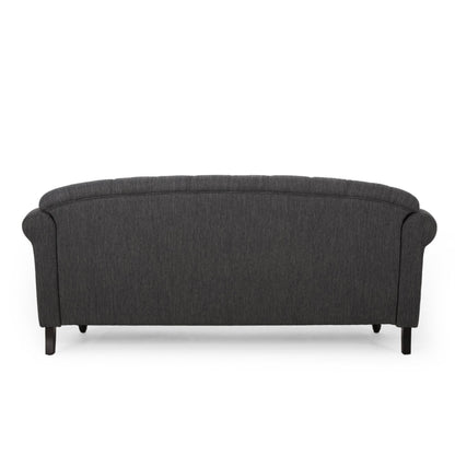 Canapé 3 places en tissu de 74 pouces avec détails rivetés, revêtement en tissu durable et sièges spacieux pour le salon