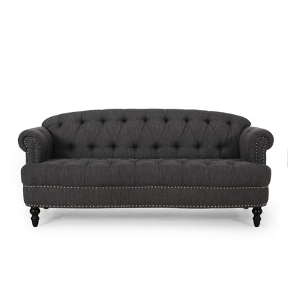 Canapé 3 places en tissu de 74 pouces avec détails rivetés, revêtement en tissu durable et sièges spacieux pour le salon