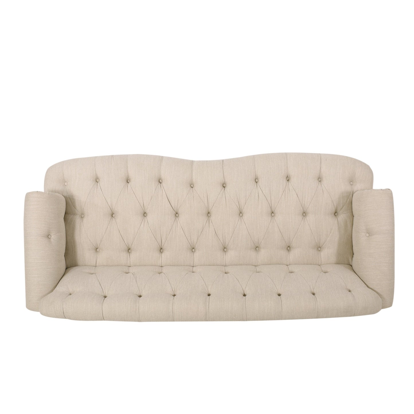 Canapé 3 places en tissu de 74 pouces avec détails rivetés, revêtement en tissu durable et sièges spacieux pour le salon