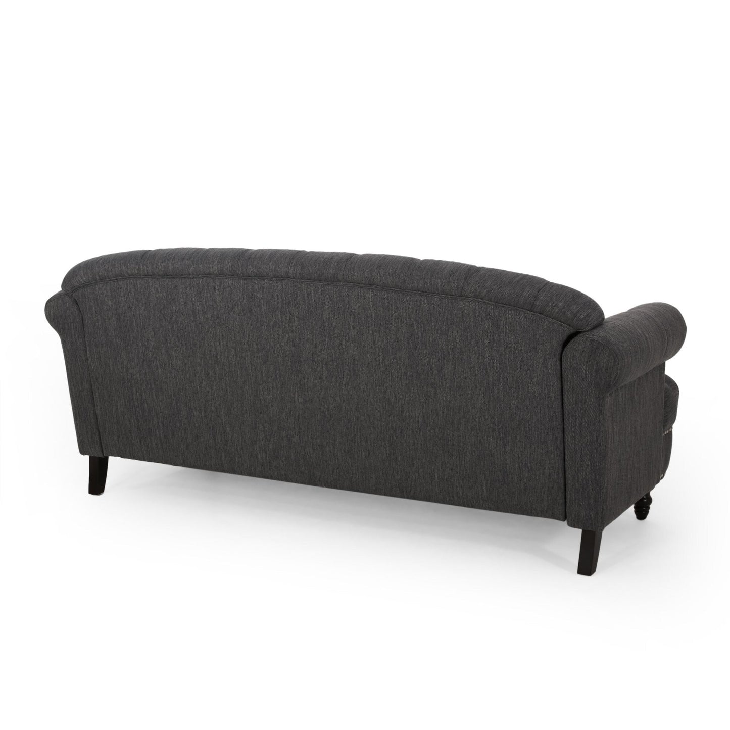 Canapé 3 places en tissu de 74 pouces avec détails rivetés, revêtement en tissu durable et sièges spacieux pour le salon