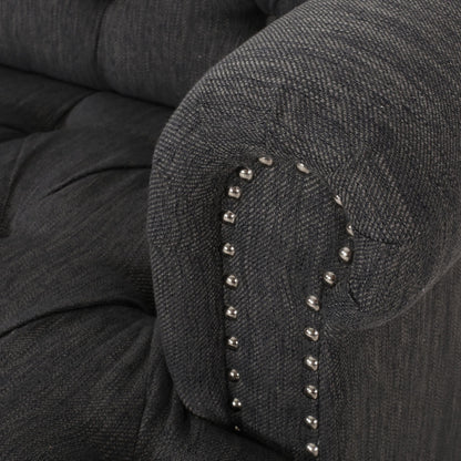Canapé 3 places en tissu de 74 pouces avec détails rivetés, revêtement en tissu durable et sièges spacieux pour le salon