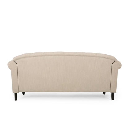 Canapé 3 places en tissu de 74 pouces avec détails rivetés, revêtement en tissu durable et sièges spacieux pour le salon
