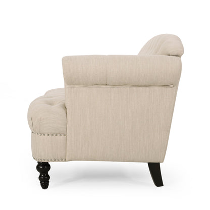 Canapé 3 places en tissu de 74 po avec détails rivetés et revêtement durable