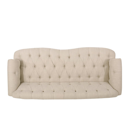 Canapé 3 places en tissu de 74 po avec détails rivetés et revêtement durable