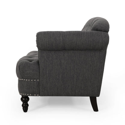 Canapé 3 places en tissu de 74 po avec détails rivetés et revêtement durable