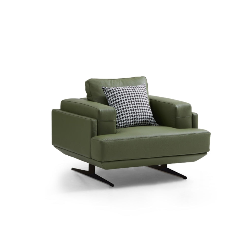 Fauteuil Olivia Green en cuir véritable pleine fleur
