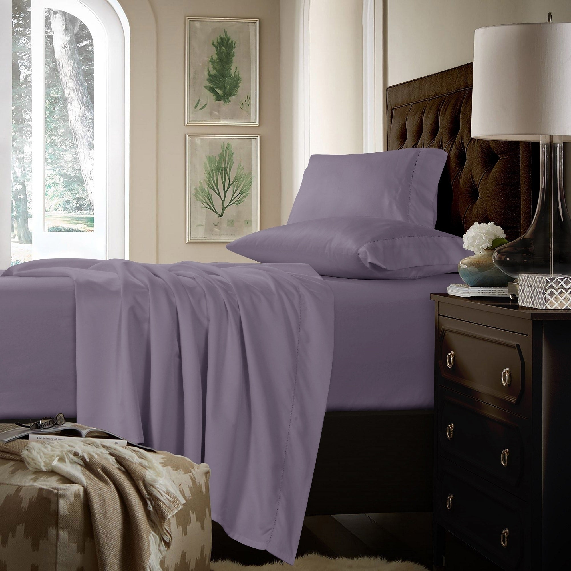 Parure de draps extra-profonds en coton 750 fils avec drap plat surdimensionné